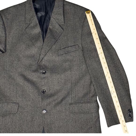 Croft & Barrow Blazer Jacket Worsted Lambswool Herringbone 42R Gray Brown Retro - Picture 4 of 8